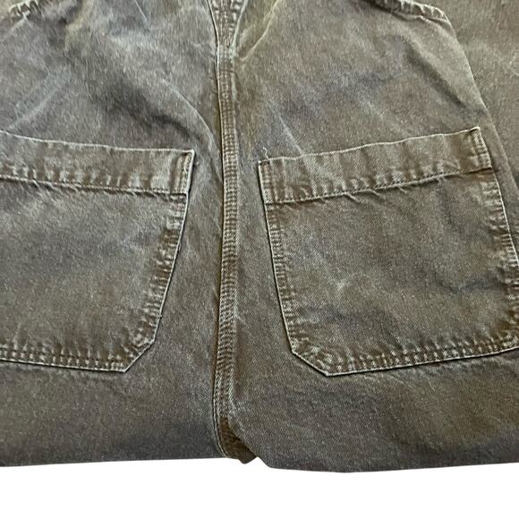 Zara Sz XS Carpenter Bib Overalls Cropped Relaxed Washed Black Utility Grunge - Picture 11 of 16